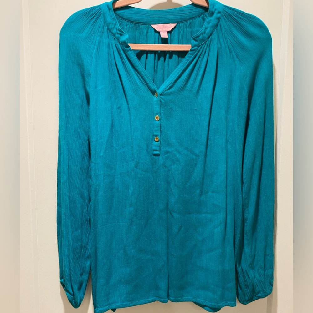 Lilly Pulitzer Elsa Top, Aqua, Size XS